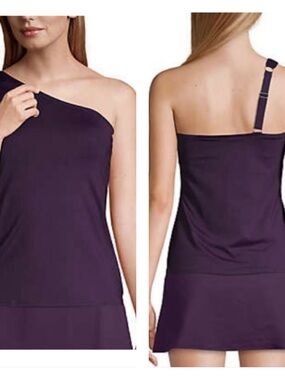 NWT‎ Land's End One Shoulder Tankini Top in 
BlackBerry Women’s SZ 6 D Cup